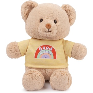 image:imageGUND Be Brave Sustainable Message Bear with Blue TShirt Teddy Bear Made from 100 Recycled Materials for Ages 1 and Up Tan 12Tshirt Teddy Bear Good Vibes