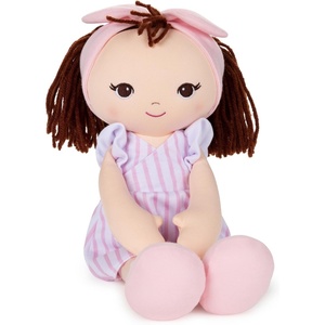 image:imageGUND Baby Toddler Doll Plush Brunette Pink Striped Dress 8